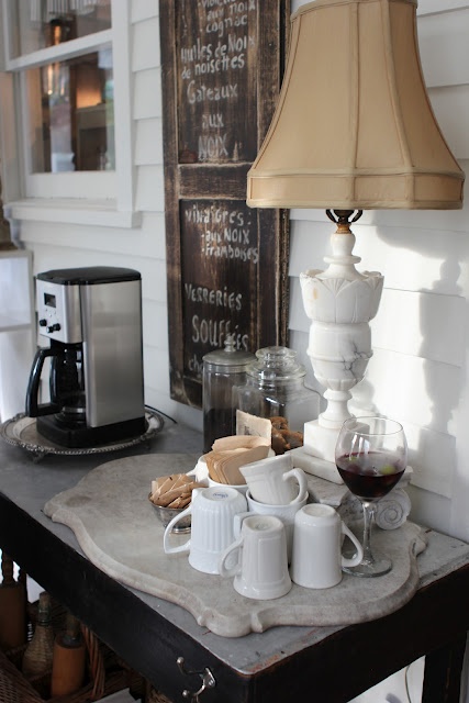 creative coffee station for guest room or in the kitchen-image via Romancing the Home