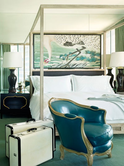 or modern bedroom-image via Roost Home designed by Kelly Wearstler