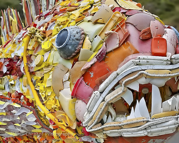 Art to Save the Sea, made out of plastic found in the Sea: Washed Ashore Organization via John Christer photographer
