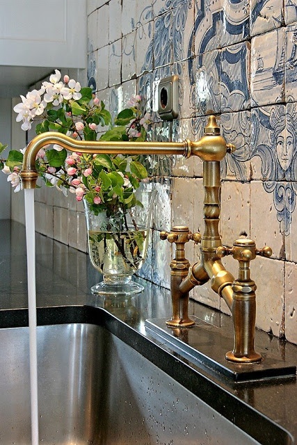 brass plumbing fixtures in a traditional silhouette-image via the Essence of the Good Life