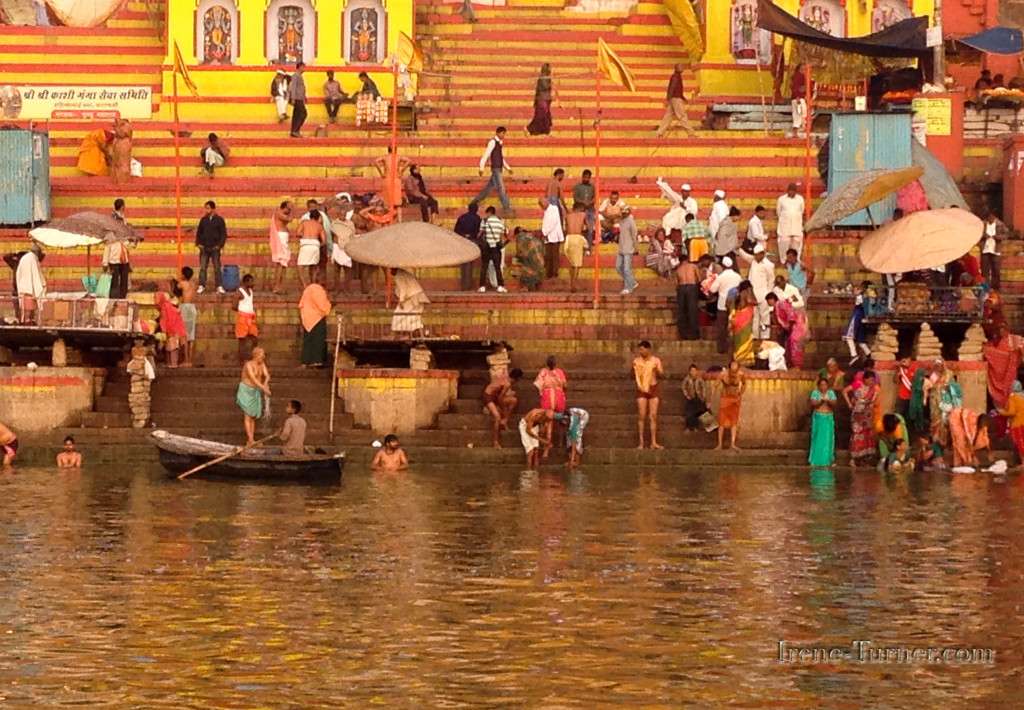 Morning ritual of bathing in the Ganges in Varanasi, India