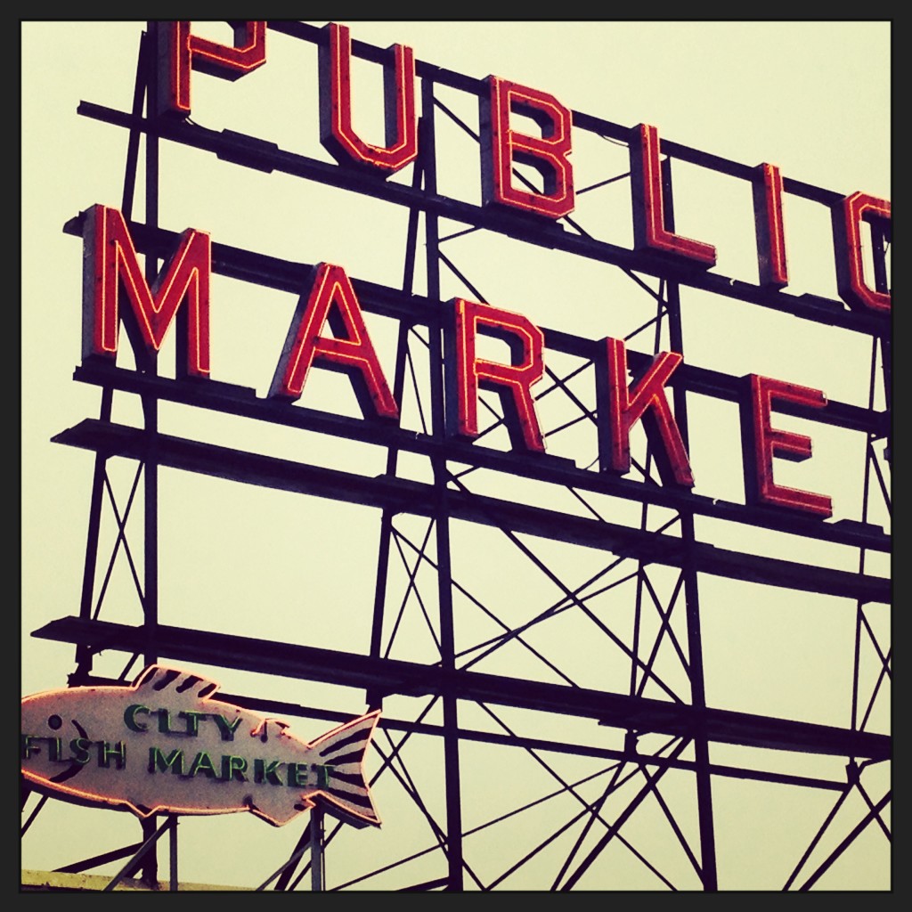 The famous Pike Market sign-Miele Seattle Food Tour