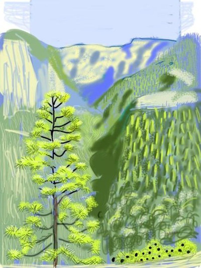 Yosemite Landscape by David Hockney on his iPad-image via Shapes of the 80s