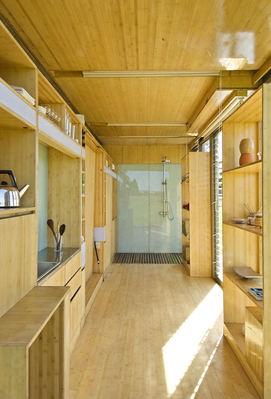 clean and modern this container has everything from a murphy bed to modern bathroom, via inthralid