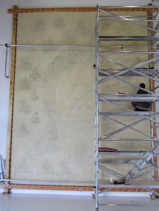 Thangka Master Tashi, working on his thanbhochi-image via his pinterest boards